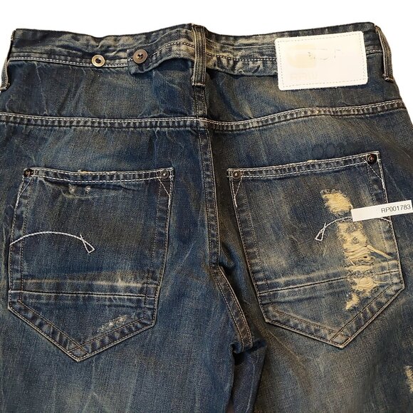 Retro Vintage G-Star Raw Lynn Loose Tapered Destroyed Denim Blue Jeans Sz 26 NWT - Picture 8 of 11